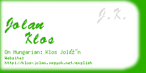 jolan klos business card